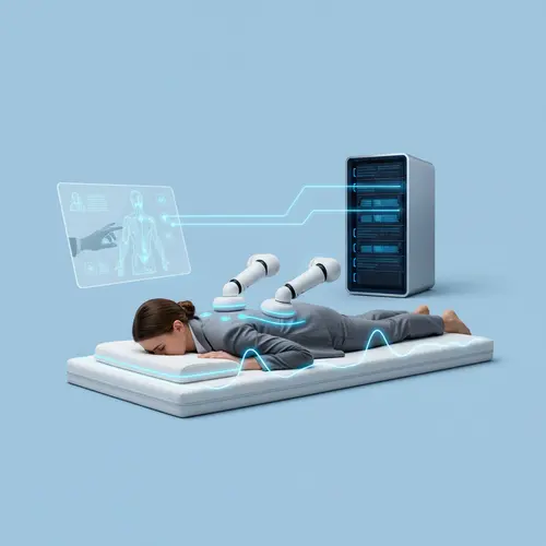 אישה מקבלת טיפול גב רובוטי מבוסס בינה מלאכותית